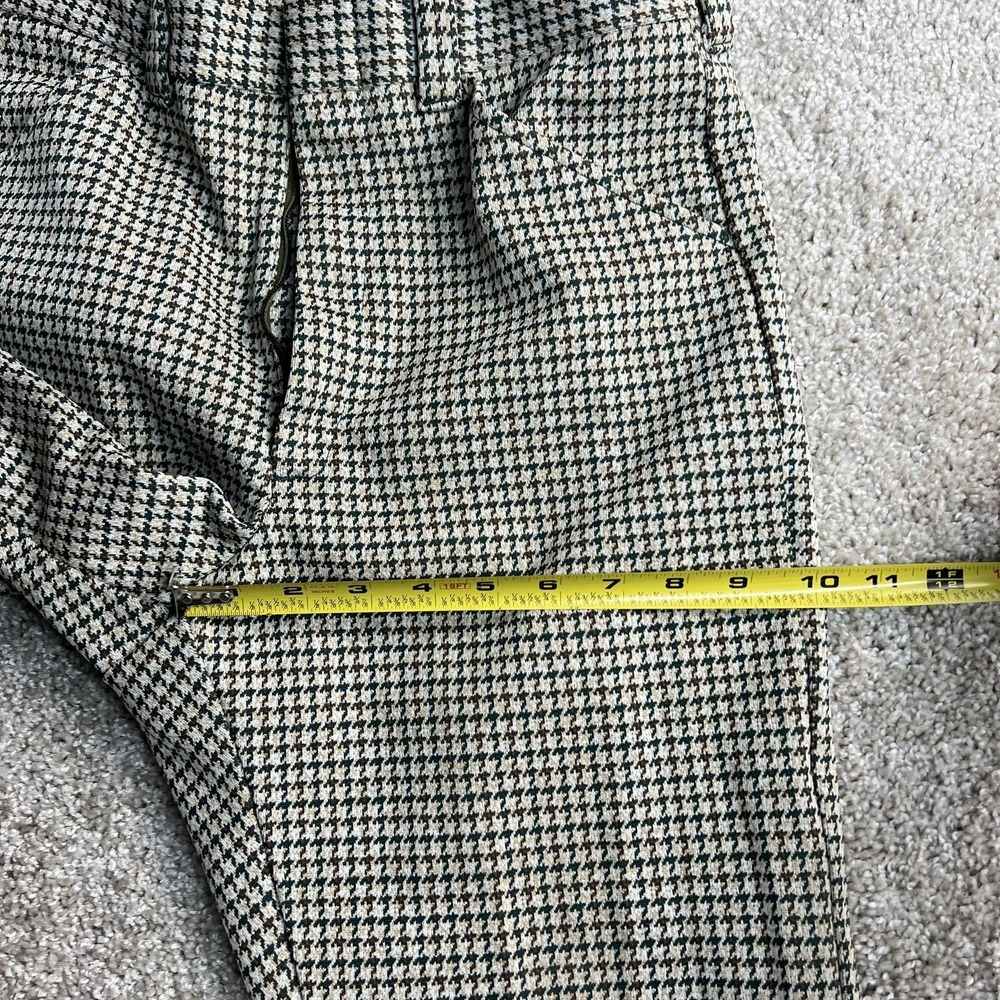 Vintage Dress Pants Womens 28 Beige Check Straight Leg Flat Front Twill Business - Picture 11 of 13
